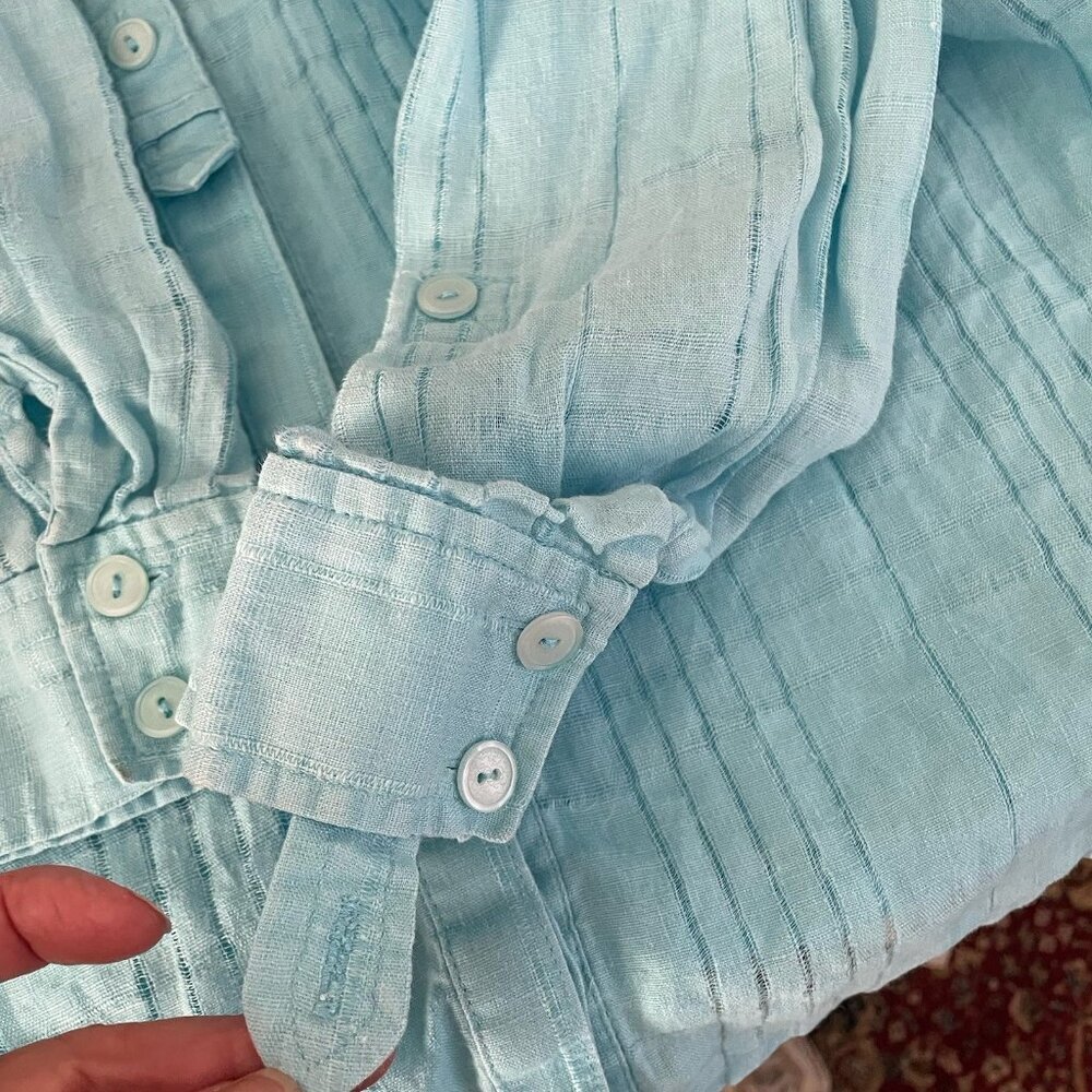 JM Collection Womens Linen Button Up Top Size 14 Lagenlook Beach Travel Summer - Picture 11 of 11